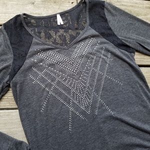 Vanity studded vneck sweat-shirt